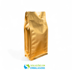 Embalagem Box Pouch Dourado 9x18+5 com Zip Lock