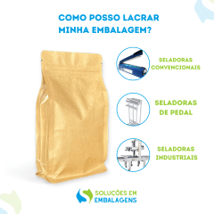 Embalagem Box Pouch Kraft 12x22+6 com Zip Lock 