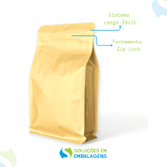 Embalagem Box Pouch Kraft 14x24+6 com Zip Lock