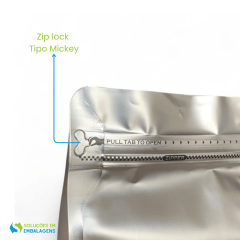 Embalagem Box Pouch Prata 13x26+7 com Zip Lock