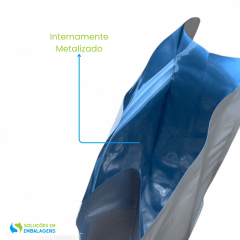 Embalagem Box Pouch Prata 15x32+9 com Zip Lock