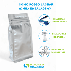 Embalagem Box Pouch Prata 9x18+5 com Zip Lock