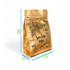 Embalagem Box Pouch Dourado  13x20+7 com Zip Lock Personalizado