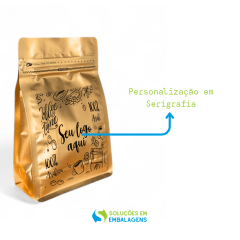 Embalagem Box Pouch Dourado  13x20+7 com Zip Lock Personalizado