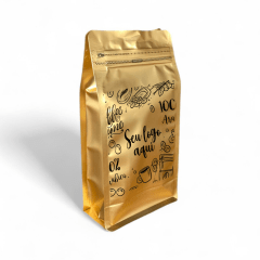Embalagem Box Pouch Dourado 13x26+7 com Zip Lock Personalizado