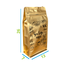 Embalagem Box Pouch Dourado 13x26+7 com Zip Lock Personalizado