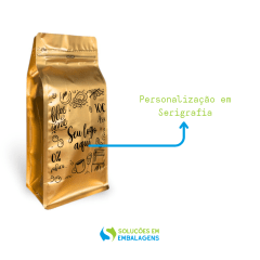 Embalagem Box Pouch Dourado 15x32+9 com Zip Lock Personalizado