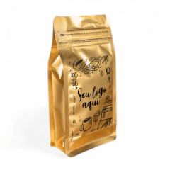 Embalagem Box Pouch Dourado  9x18+5 com Zip Lock Personalizado