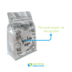 Embalagem Box Pouch Prata 13x20+7 com Zip Lock Personalizado