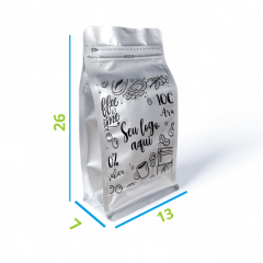 Embalagem Box Pouch Prata 13x26+7 com Zip Lock Personalizado