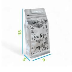 Embalagem Box Pouch Prata 9x18+5 com Zip Lock Personalizado