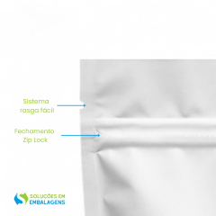 Stand Up Pouch Branco Fosco com Zíper 30x43cm