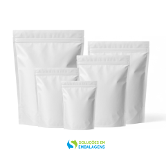 Stand Up Pouch Branco Fosco com Zíper 30x43cm